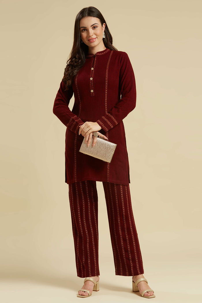 Black Woven Woolen Co-Ord Set