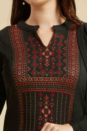 Black Woven Woolen Co-Ord Set